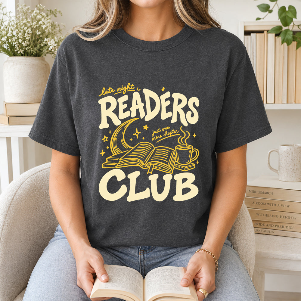 Late Night Readers Club Softstyle T-Shirt | Book Lover Gift Dark Heather