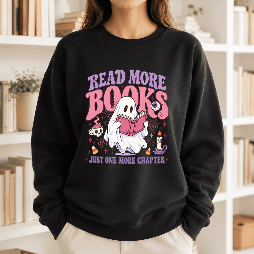 Read More Books Printed Sweatshirt | Halloween Book Lover Gift Black