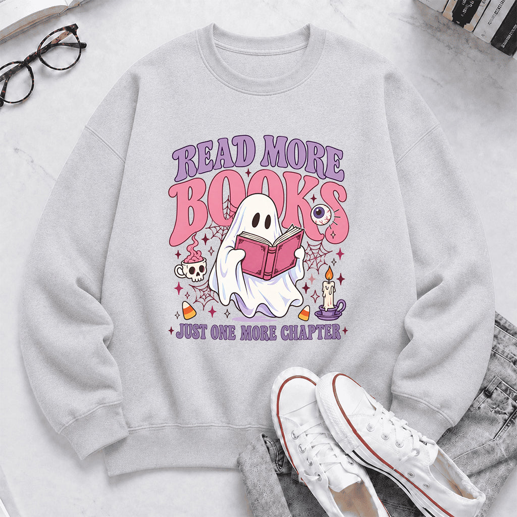 Read More Books Printed Sweatshirt | Halloween Book Lover Gift Sport Grey