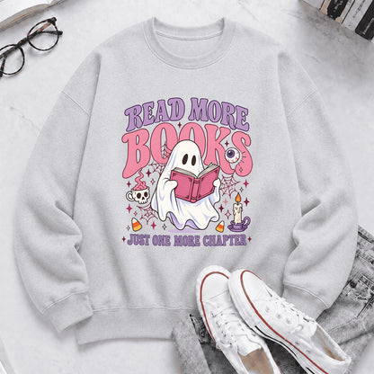 Read More Books Printed Sweatshirt | Halloween Book Lover Gift Sport Grey