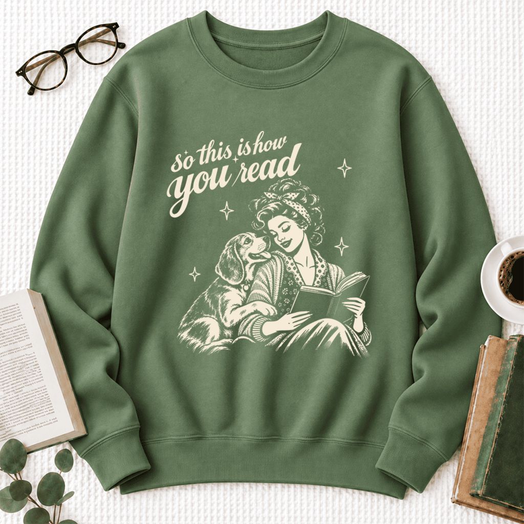 How You Read Beagle Softstyle Sweatshirt | Cozy Dog Mom Reader Gift Military Green