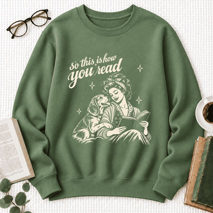 How You Read Beagle Softstyle Sweatshirt | Cozy Dog Mom Reader Gift Military Green