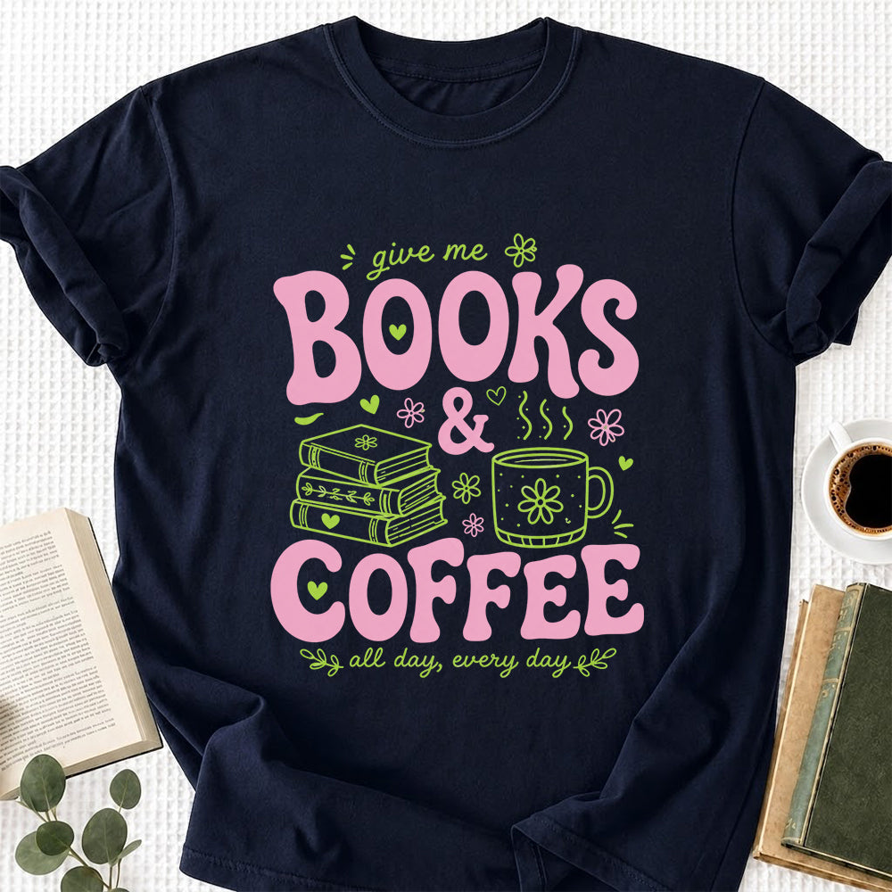 Books and Coffee Softstyle T-Shirt | Book Lover Gift Navy