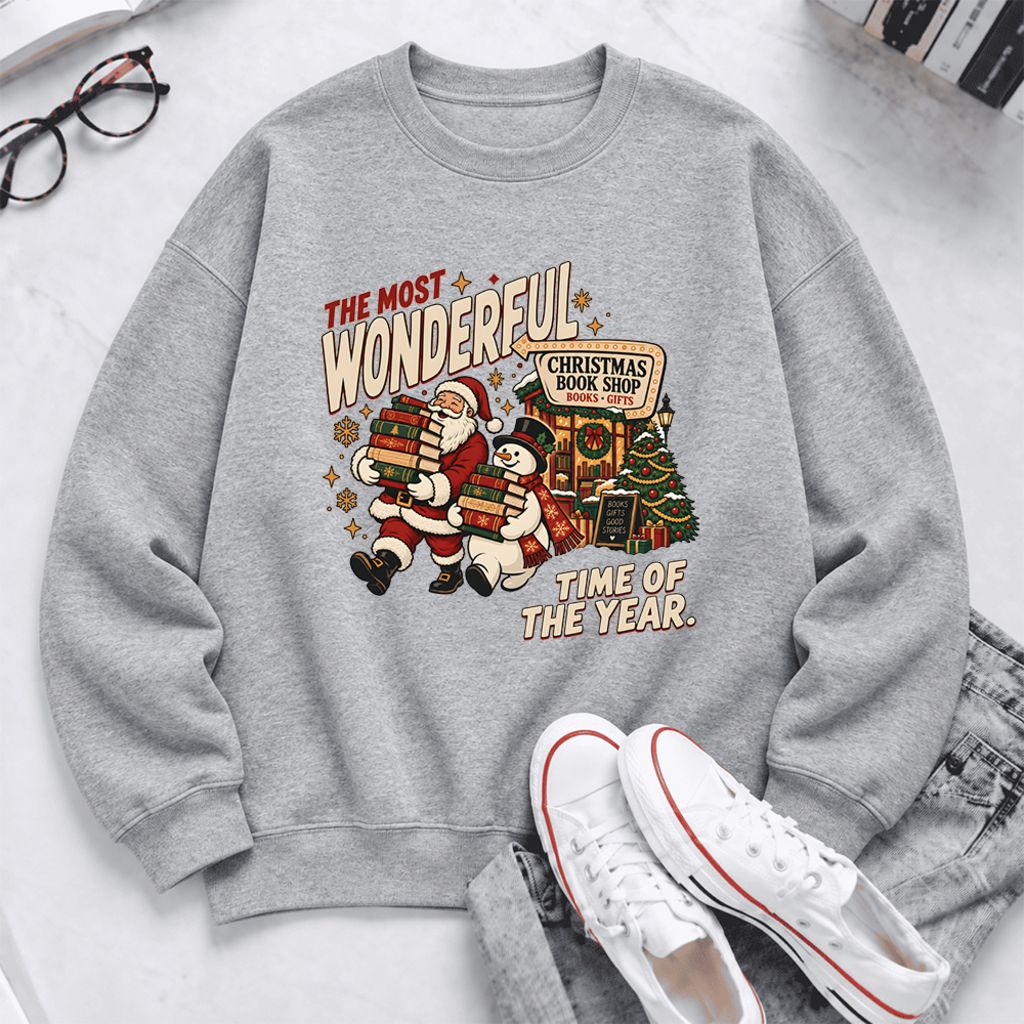 The Most Wonderful Time Softstyle Sweatshirt | Christmas Reader Gift Sport Grey