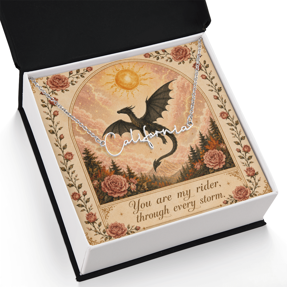 You Are My Rider Decorative Card And Custom Name Polished Stainless Steel Necklace With Box Book Lover Gift Font 2