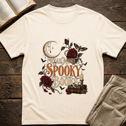 Read More Spooky Books Printed T-Shirt | Halloween Book Lover Gift Natural