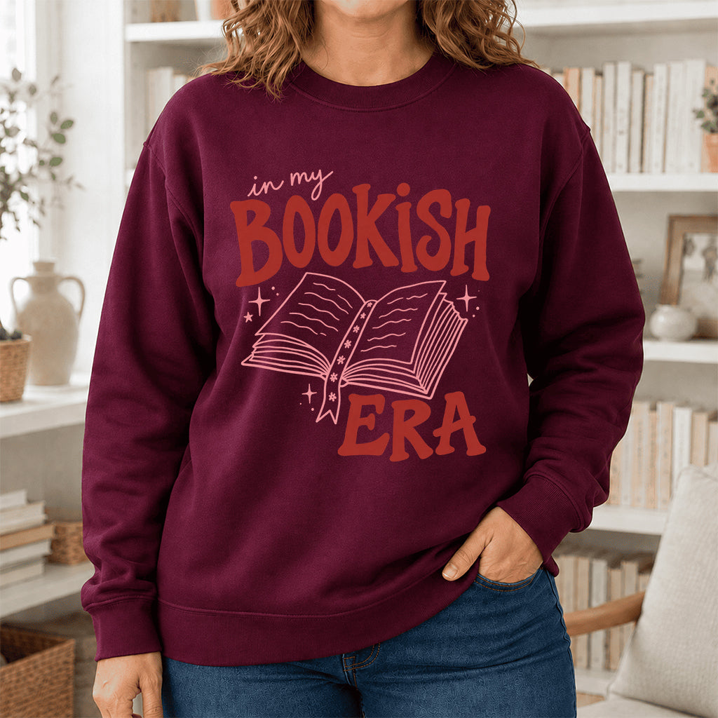 In My Bookish Era Crewneck Sweatshirt | Reader Gift Maroon