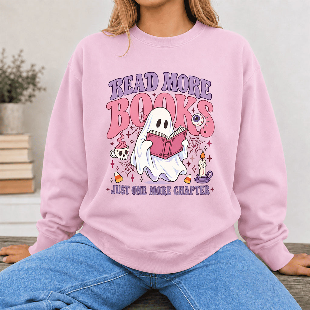 Read More Books Printed Sweatshirt | Halloween Book Lover Gift Light Pink
