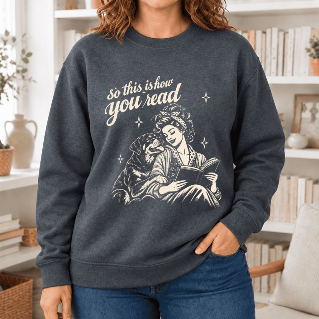 How You Read Rottweiler Softstyle Sweatshirt | Cozy Dog Mom Reader Gift Dark Heather