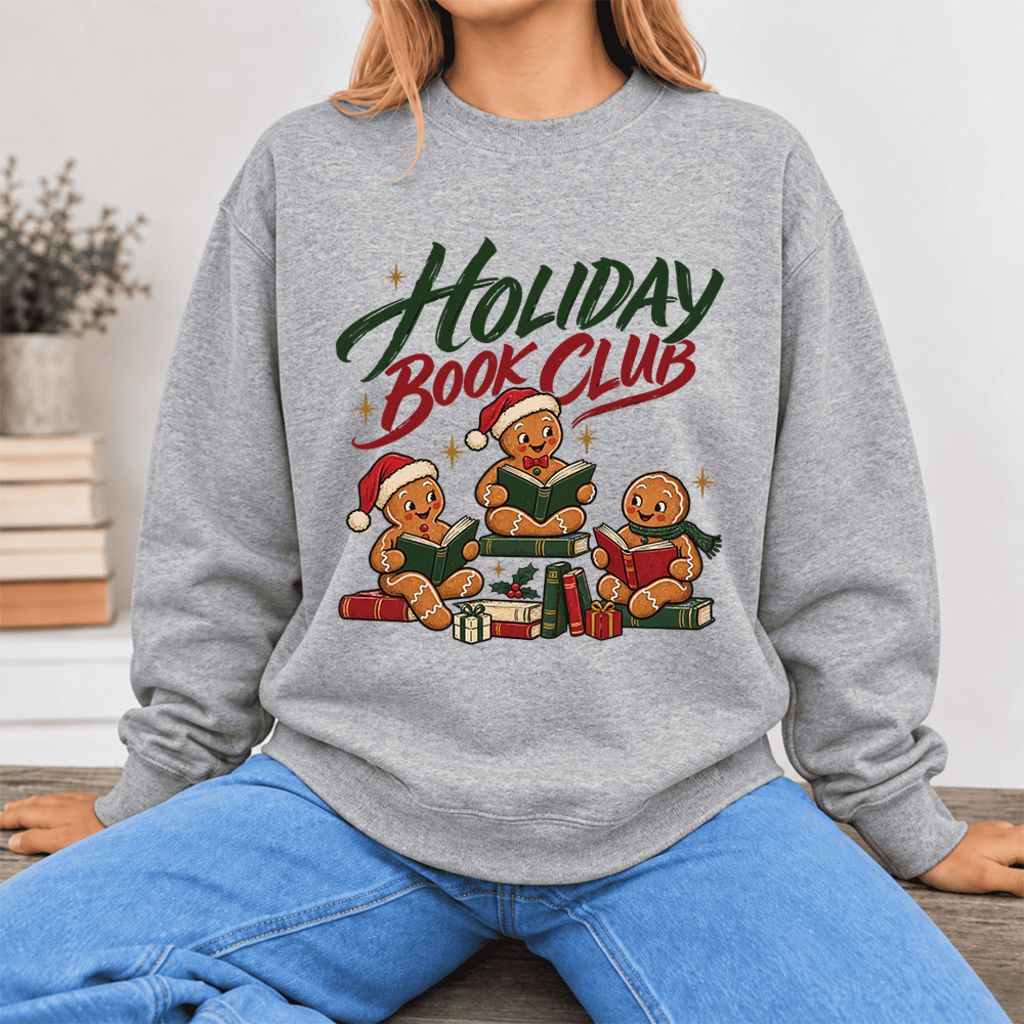 Holiday Book Club Softstyle Sweatshirt | Christmas Book Club Gift Sport Grey