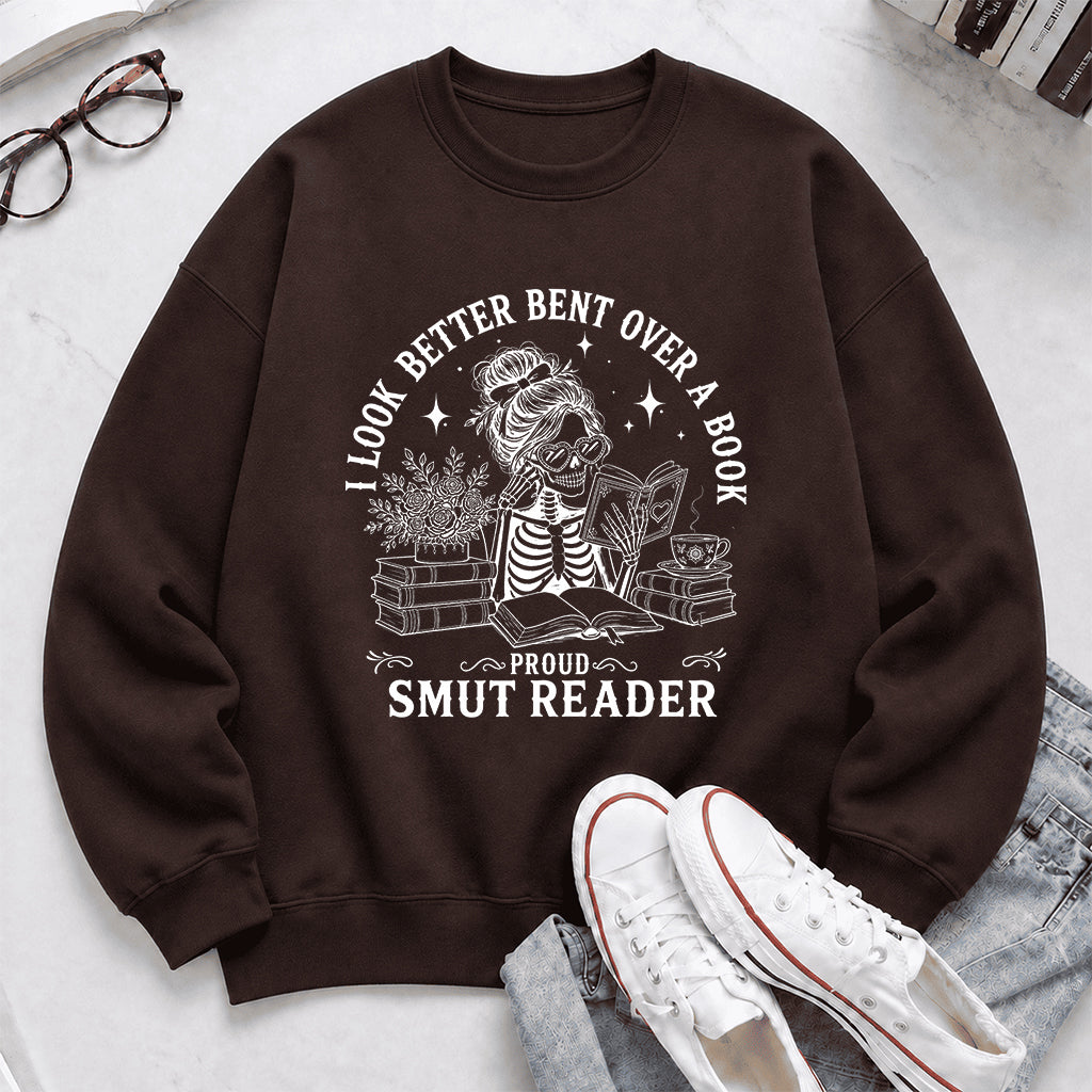 I Look Better Bend Over A Book Crewneck Sweatshirt | Reader Gift Dark Chocolate