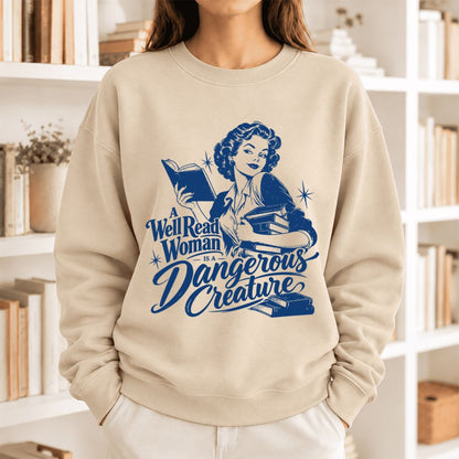 A Well Read Woman Is A Dangerous Creature Softstyle Sweatshirt | Feminist Gift Sand