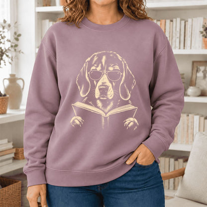 Beagle Reading Book Softstyle Sweatshirt | Dog Mom Reader Gift Paragon