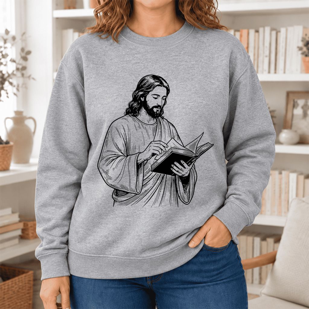 Reading Jesus Softstyle Sweatshirt | Inspiring Reader Gift Sport Grey