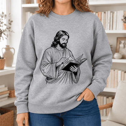 Reading Jesus Softstyle Sweatshirt | Inspiring Reader Gift Sport Grey