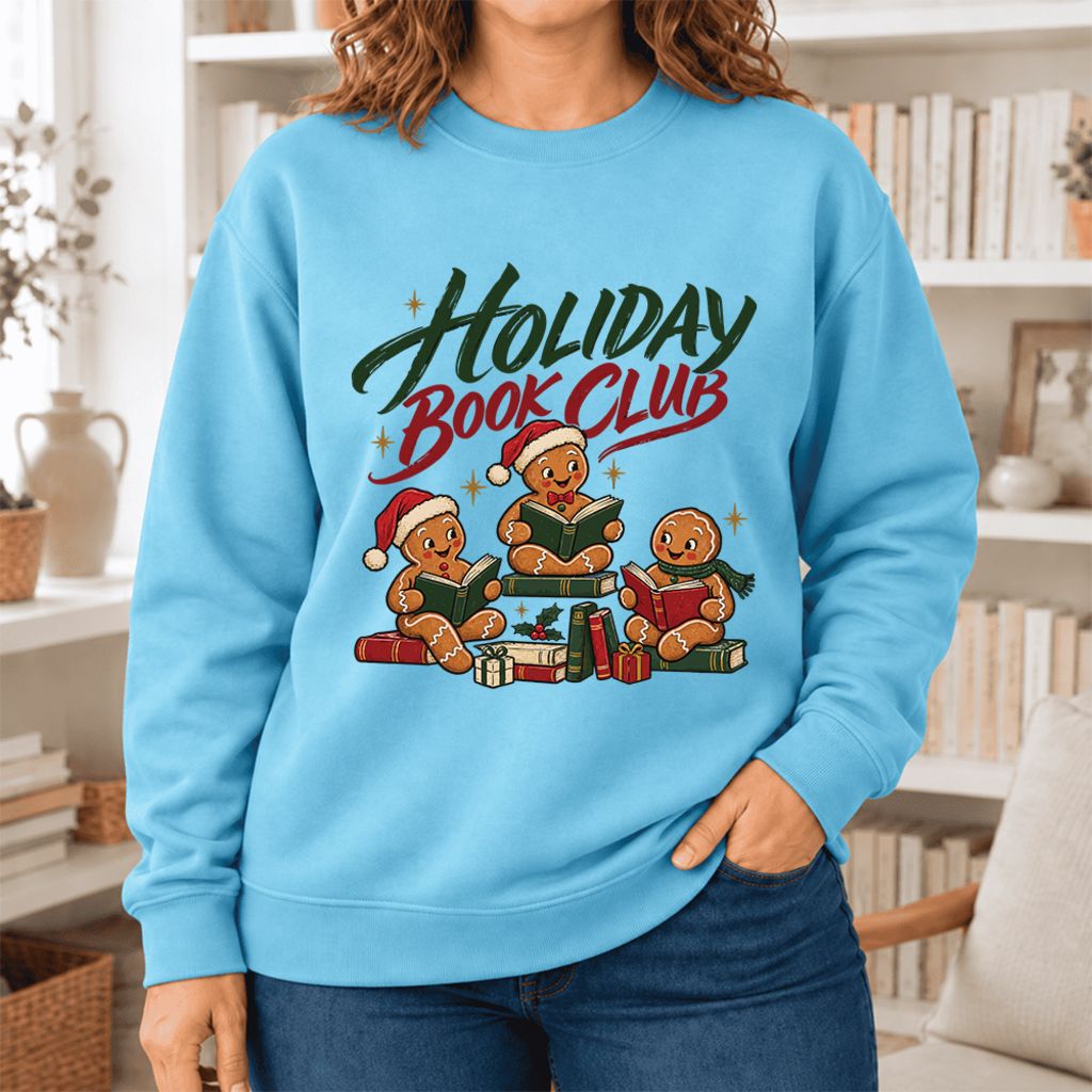 Holiday Book Club Softstyle Sweatshirt | Christmas Book Club Gift Sky