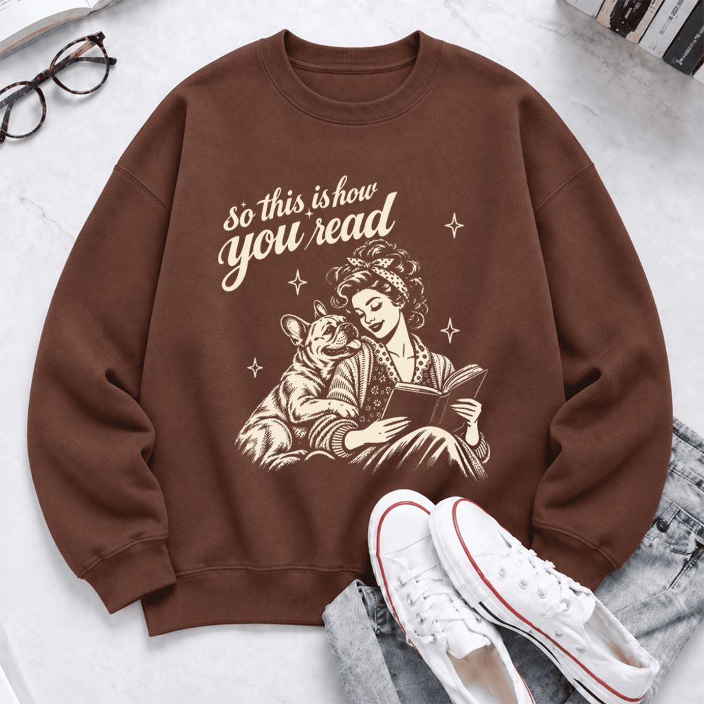 How You Read French Bulldog Softstyle Sweatshirt | Cozy Dog Mom Reader Gift Cocoa