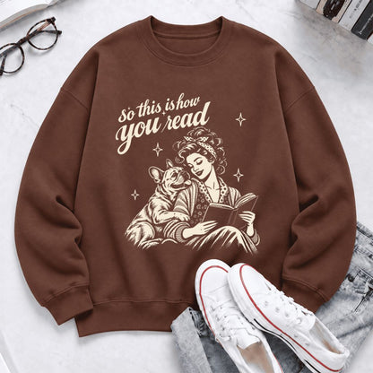 How You Read French Bulldog Softstyle Sweatshirt | Cozy Dog Mom Reader Gift Cocoa