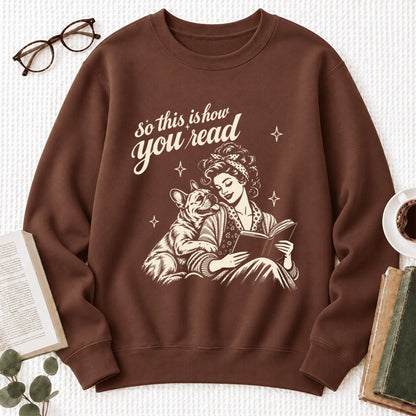 How You Read French Bulldog Softstyle Sweatshirt | Cozy Dog Mom Reader Gift Cocoa