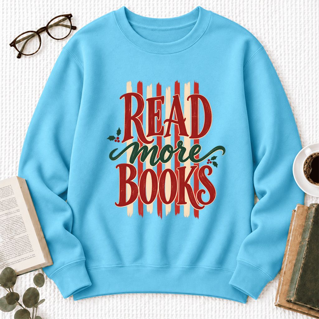 Read More Book Christmas Softstyle Sweatshirt | Christmas Book Lover Gift Sky
