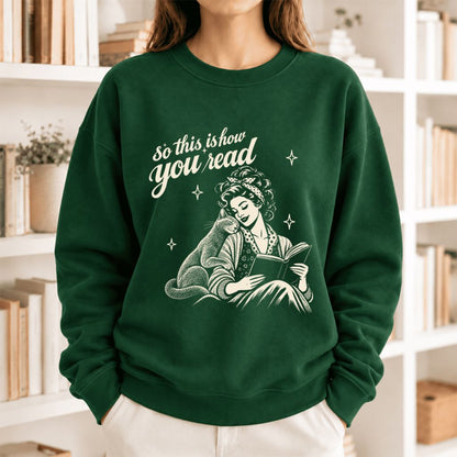 How You Read Russian Blue Softstyle Sweatshirt | Cat Lover Reader Gift Forest Green