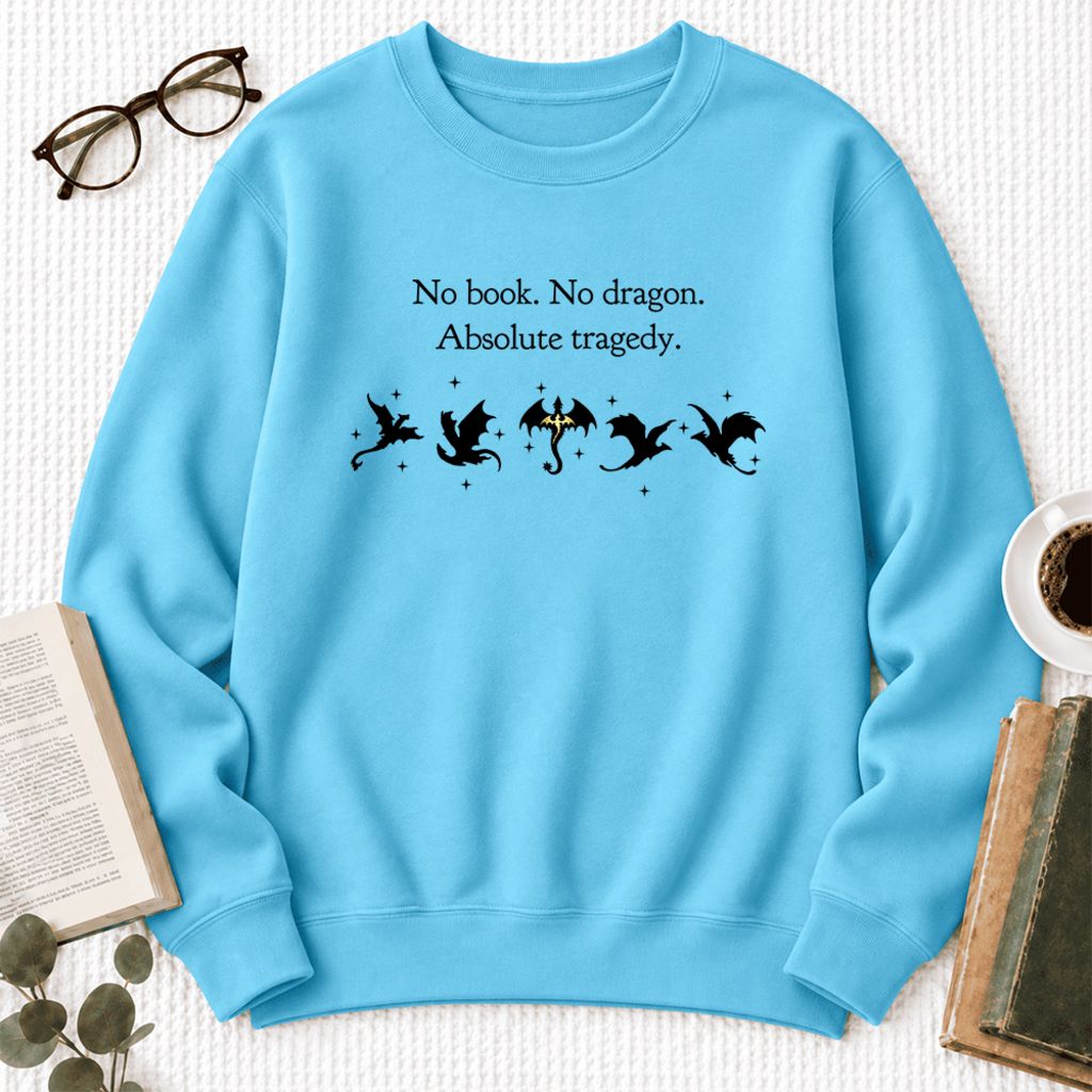 No Book, No Dragon Softstyle Sweatshirt | Fantasy Reader Gift Sky