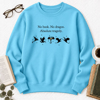 No Book, No Dragon Softstyle Sweatshirt | Fantasy Reader Gift Sky