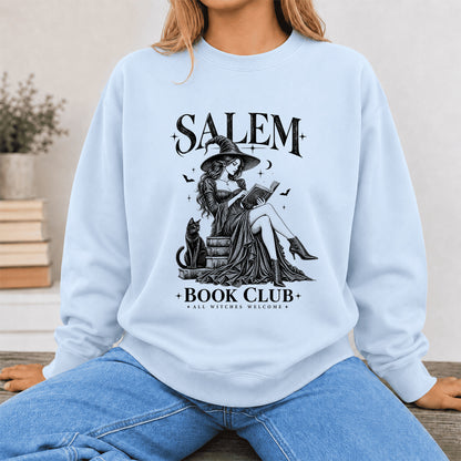 Salem Book Club Printed Sweatshirt | Spooky Book Lover Gift Light Blue
