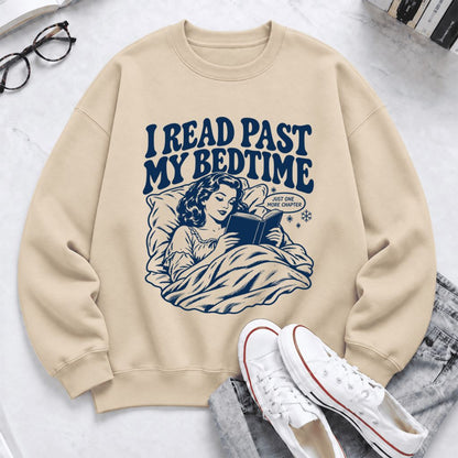 I Read Past My Bed Time Softstyle Sweatshirt | Cozy Reader Gift Sand