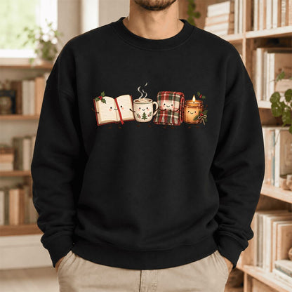 Christmas Cozy Club Softstyle Sweatshirt | Christmas Reader Gift Black