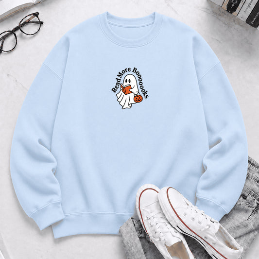 Read More Book Crewneck Sweatshirt | Halloween Reader Gift Light Blue