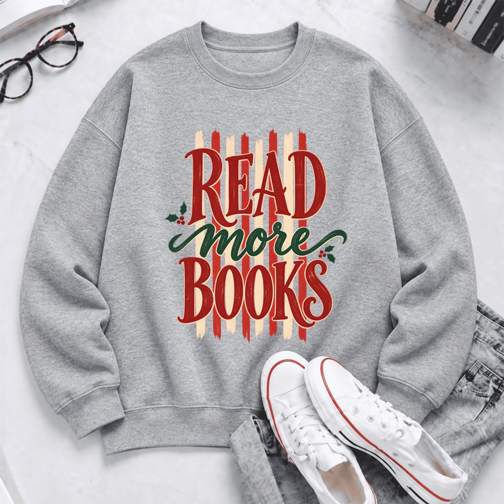 Read More Book Christmas Softstyle Sweatshirt | Christmas Book Lover Gift Sport Grey