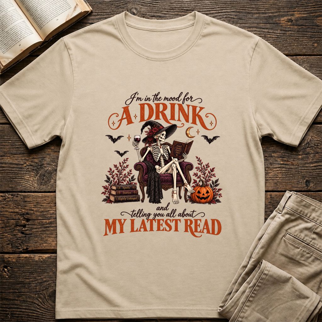 Telling You All About My Lastest Read Printed T-Shirt | Halloween Reader Gift Sand