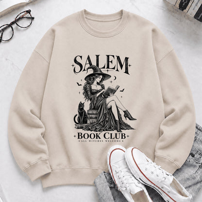Salem Book Club Printed Sweatshirt | Spooky Book Lover Gift Sand