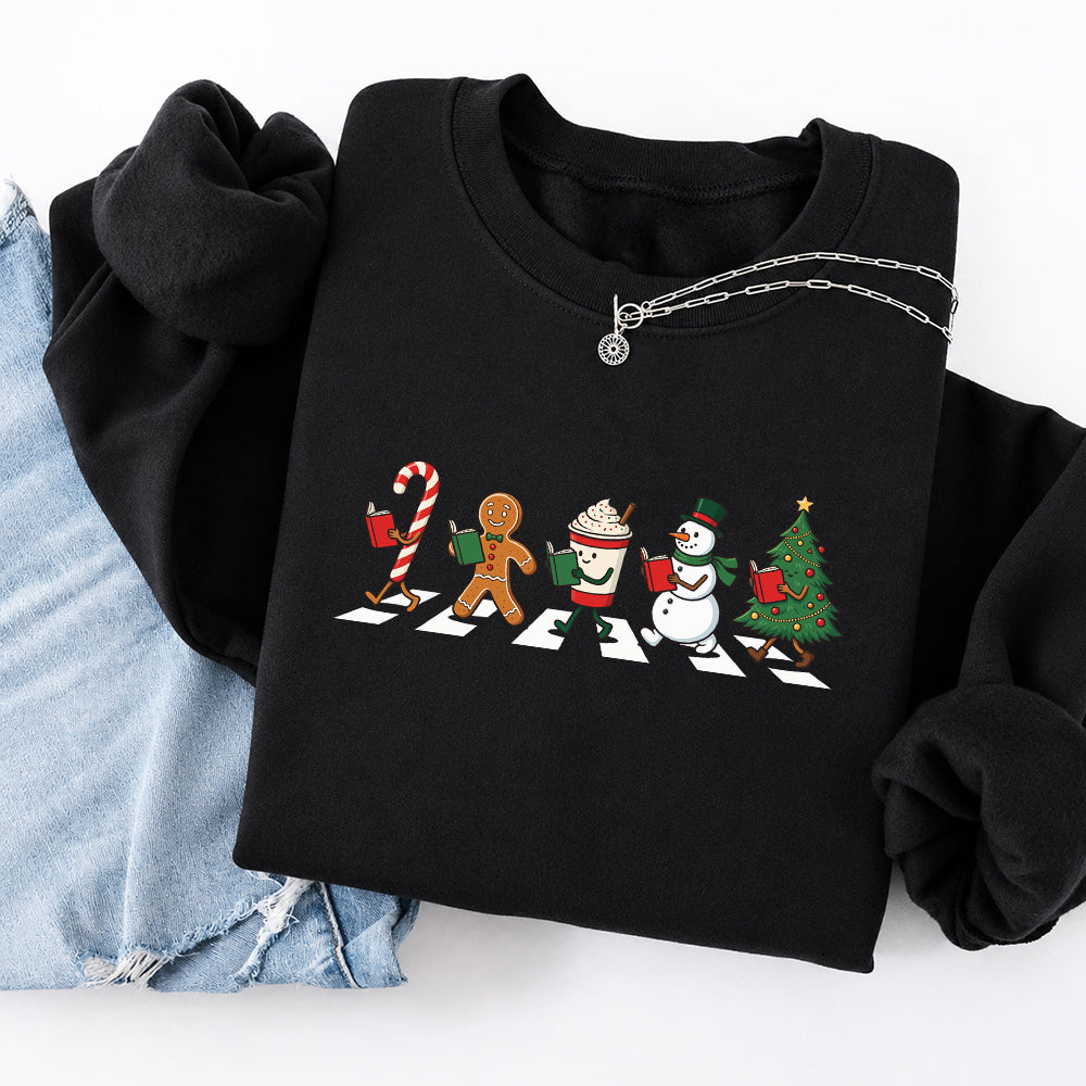 Christmas Reading Parade Softstyle Sweatshirt | Christmas Gift For Readers Black