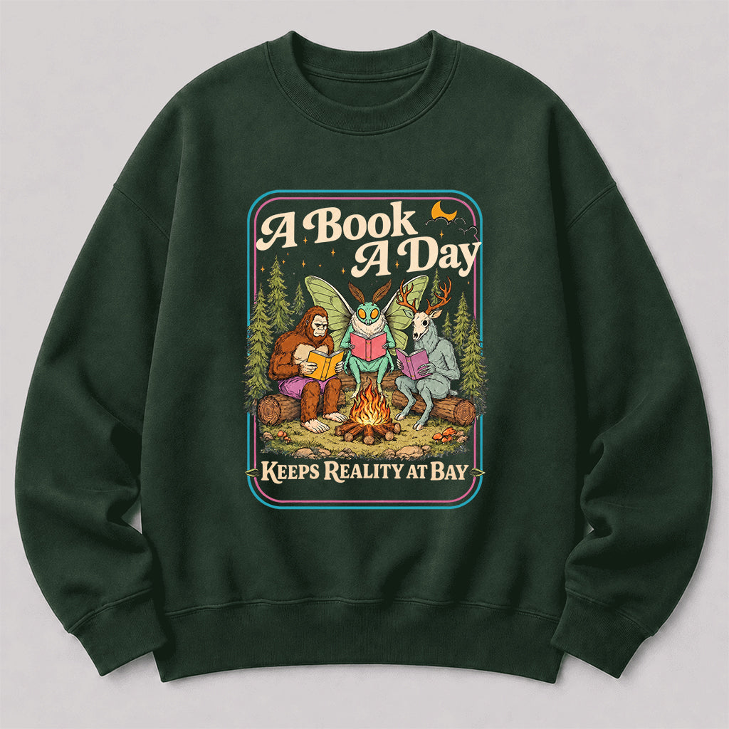 Cryptid Book Club Crewneck Sweatshirt | Reader Gift Forest Green