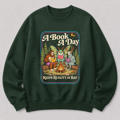 Cryptid Book Club Crewneck Sweatshirt | Reader Gift Forest Green