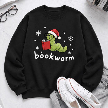 Christmas Bookworm Softstyle Sweatshirt | Christmas Book Lover Gift Black