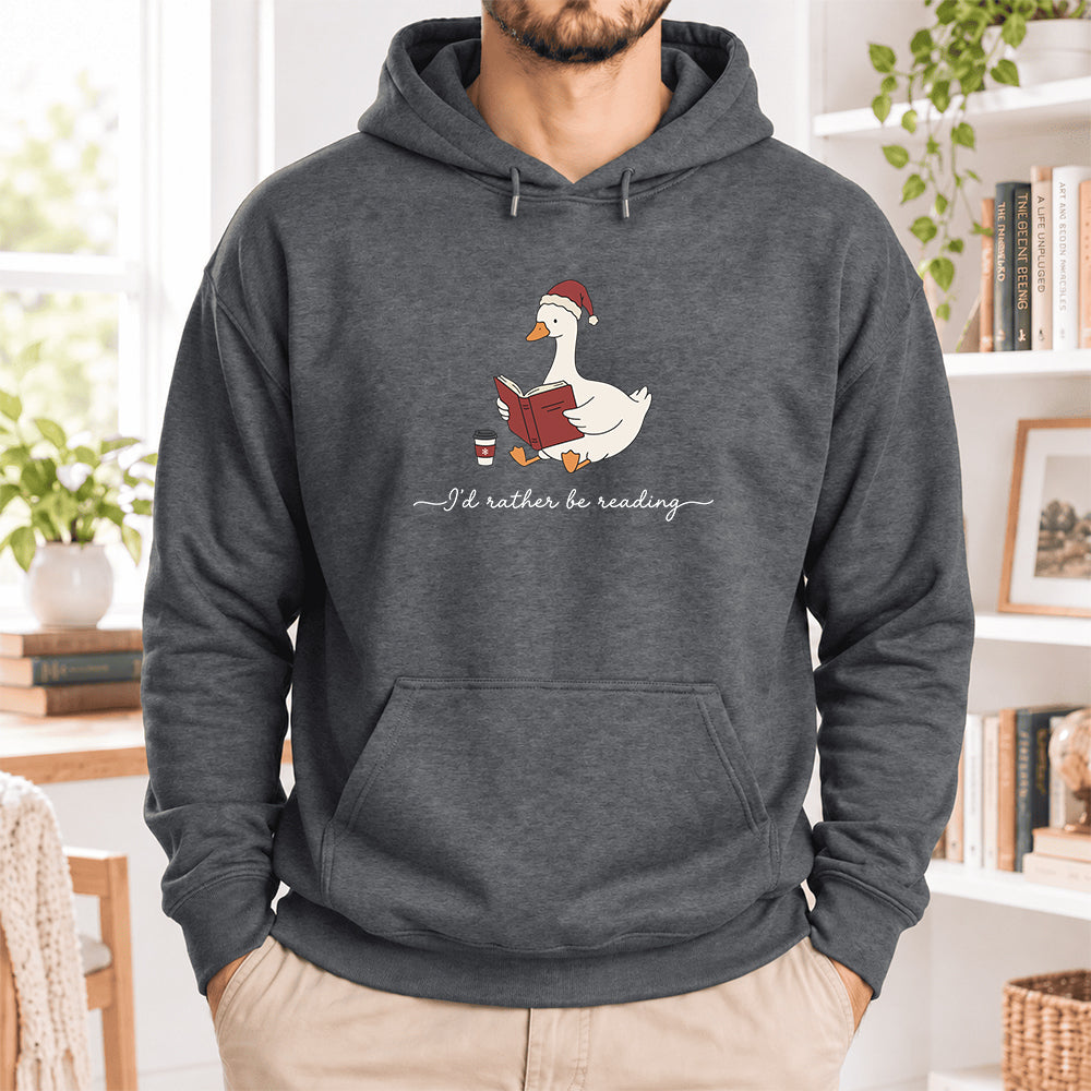 I'd Rather Be Reading Softstyle Hoodie | Christmas Book Lover Gift Dark Heather
