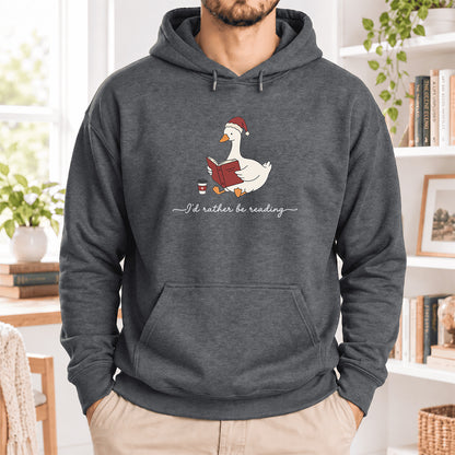 I'd Rather Be Reading Softstyle Hoodie | Christmas Book Lover Gift Dark Heather