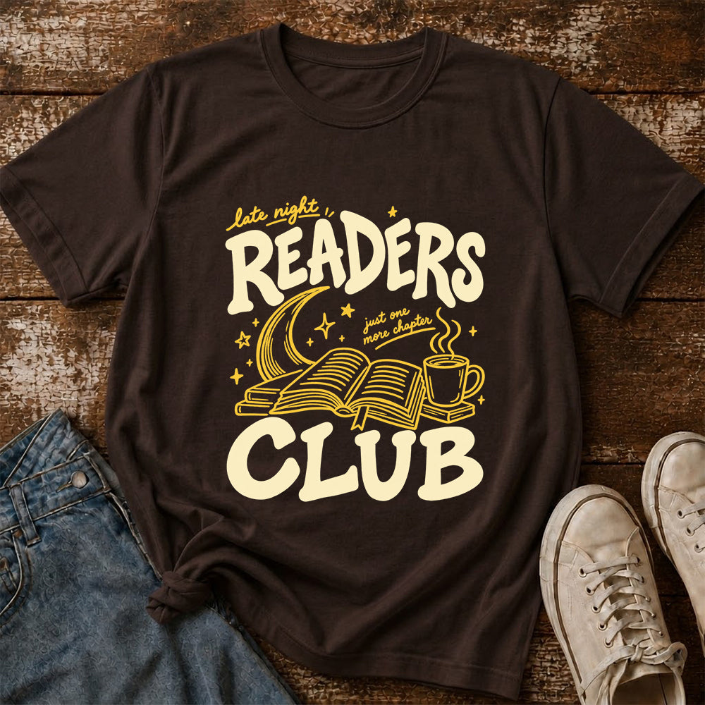 Late Night Readers Club Softstyle T-Shirt | Book Lover Gift Dark Chocolate