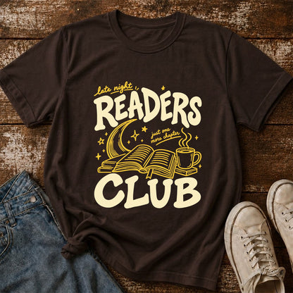 Late Night Readers Club Softstyle T-Shirt | Book Lover Gift Dark Chocolate