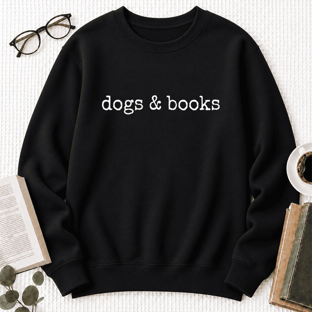 Dogs & Books Softstyle Sweatshirt | Dog Lover & Reader Gift Black