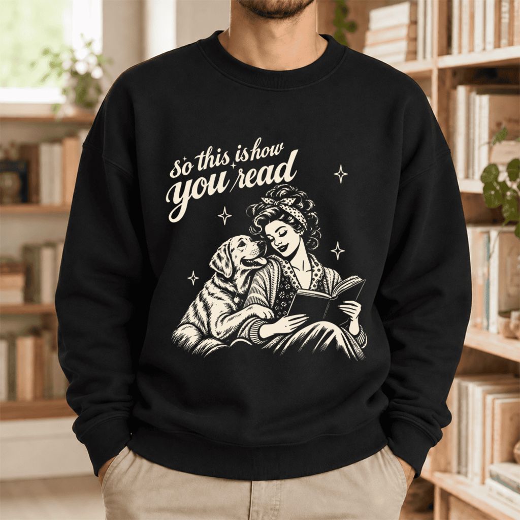 How You Read Labrador Retriever Softstyle Sweatshirt | Cozy Dog Mom Reader Gift Black
