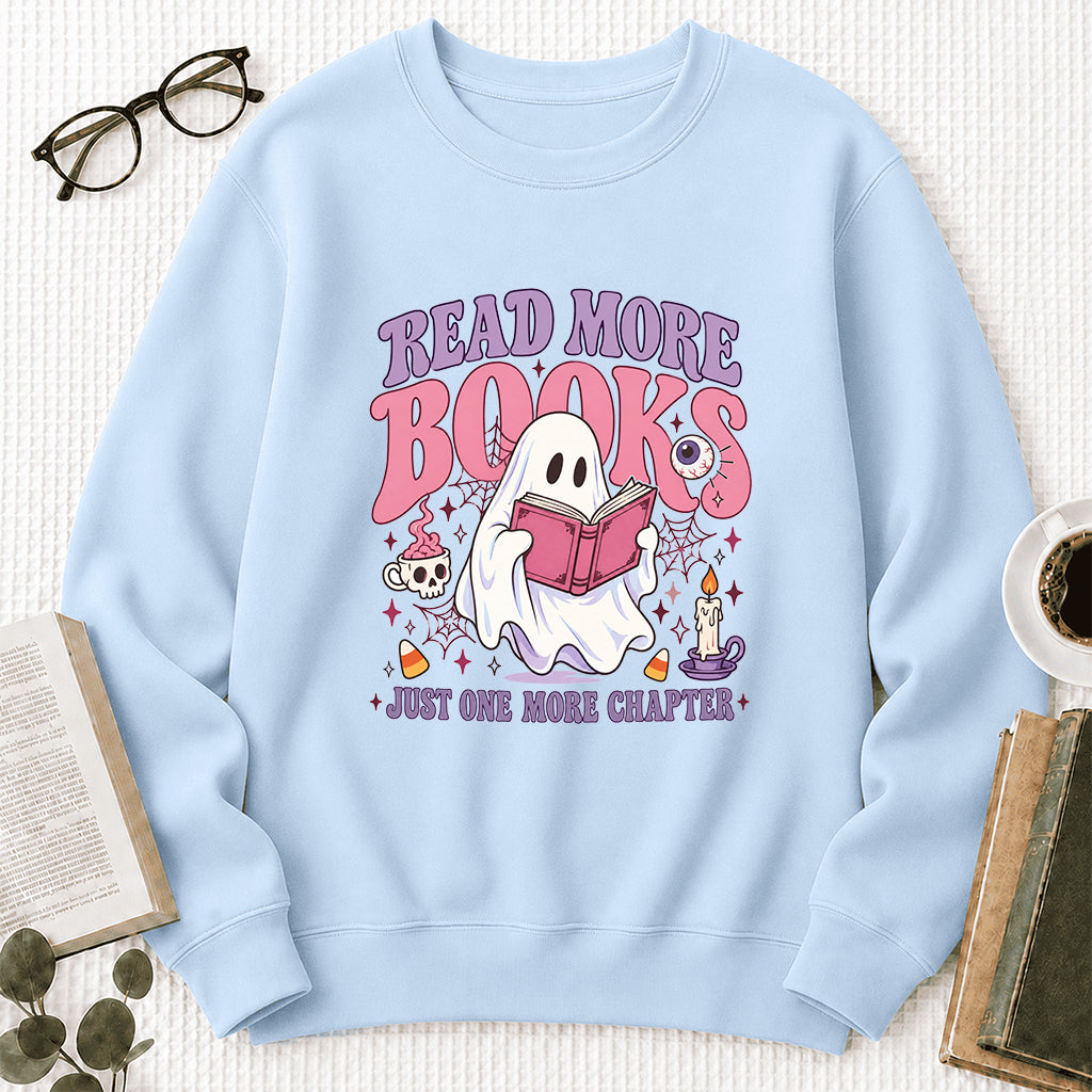 Read More Books Printed Sweatshirt | Halloween Book Lover Gift Light Blue