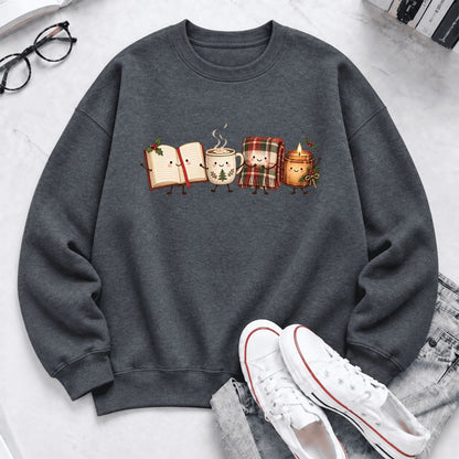 Christmas Cozy Club Softstyle Sweatshirt | Christmas Reader Gift Dark Heather