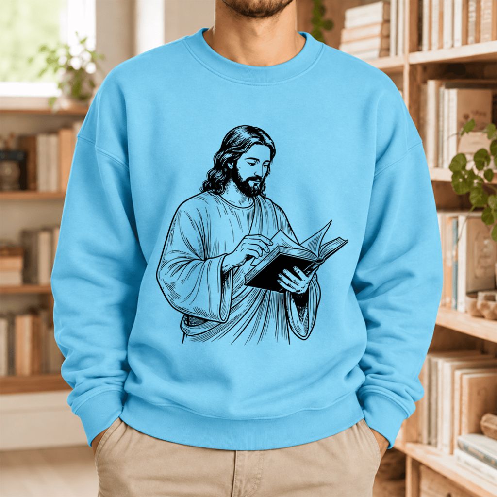 Reading Jesus Softstyle Sweatshirt | Inspiring Reader Gift Sky