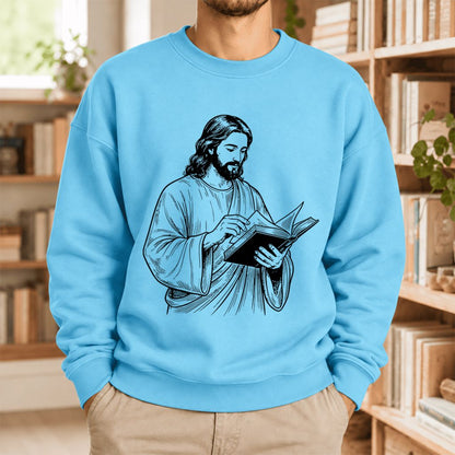Reading Jesus Softstyle Sweatshirt | Inspiring Reader Gift Sky