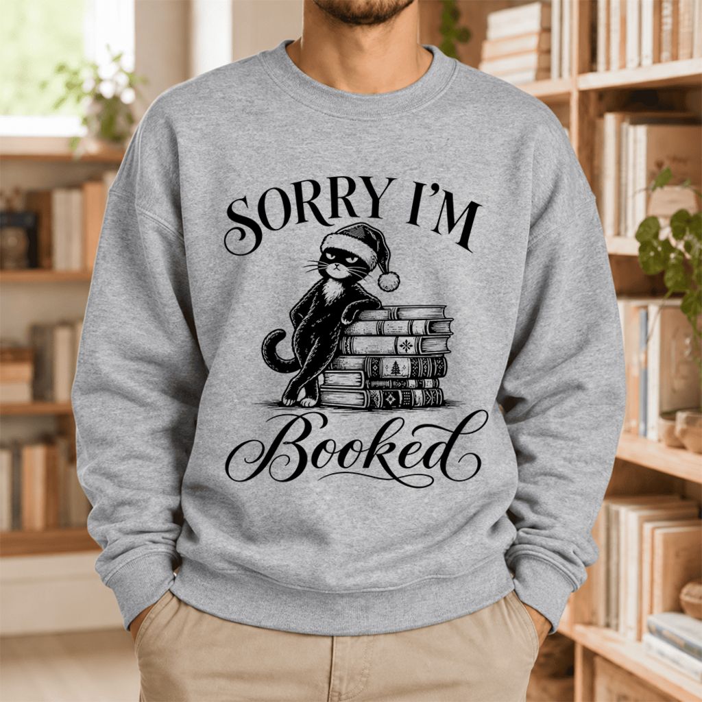 Sorry I'M Booked Softstyle Sweatshirt | Christmas Book Lover Gift Sport Grey