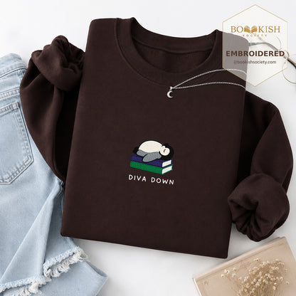 Diva Down Penguin Embroidered Sweatshirt | Reader Gift Dark Chocolate